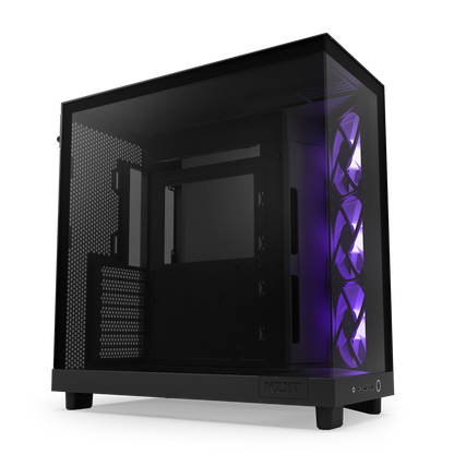 NZXT CHASSIS H6 FLOW RGB (2023) COMPACT DUAL-CHAMBER ATX CASE WITH RGB FANS - ALL BLACK -CC-H61FB-R1