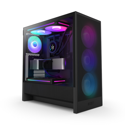 NZXT CHASSIS H5 FLOW RGB (2024) COMPACT MID-TOWER ATX CASE ALL BLACK - CC-H52FB-R1