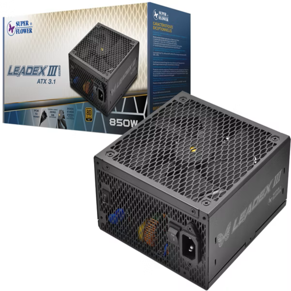 SUPER FLOWER Leadex III Gold Up 850W 80 + Gold Fully Modular ATX 3.1 Power Supply ( 850W聽)聽(聽Black )