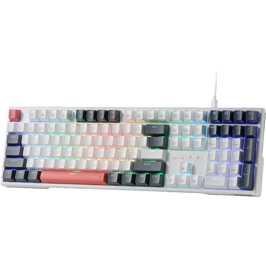 REDRAGON K668 RGB TRUNDLE WIRED (WHITE/BLACK/ORANGE SWITCH) USB MECHANICAL KEYBOARD