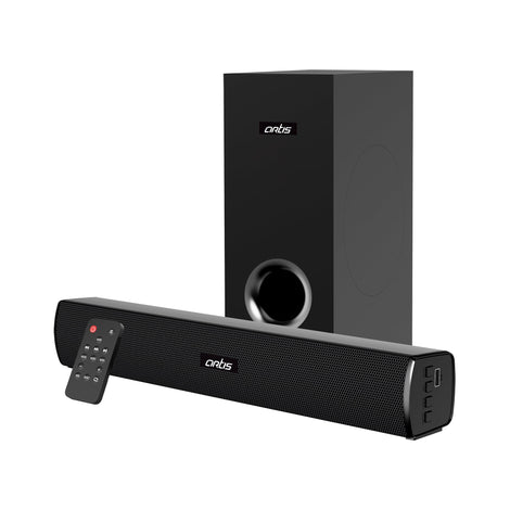 SoundHub 110 60W 2.1 CH Wireless BT Soundbar With Wired Subwoofer, 2 Driver Units & Modes: Bluetooth / HDMI (ARC) / AUX In / USB Input.