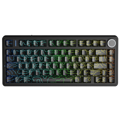 AULA F75 75% SIDE ENGRAVED TRI MODE TKL 80 KEYS WIRELESS MECHANICAL GAMING KEYBOARD WITH KNOB | 4000MAH BATTERY, SOUTH-FACING RGB BACKLIT PRE-LUBED HOT SWAPPABLE | BLACK CONTOUR - STAR VECTOR SWITCHES