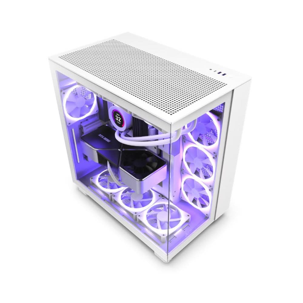 NZXT CHASSIS H SERIES H9 FLOW EDITION ATX MID TOWER CHASSIS ALL WHITE(CM-H91FW-01)