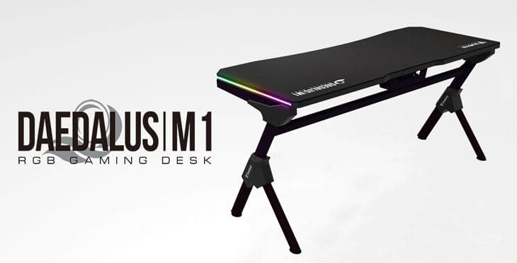 GAMDIAS Daedalus M1 RGB Gaming Desk (Black-Black)