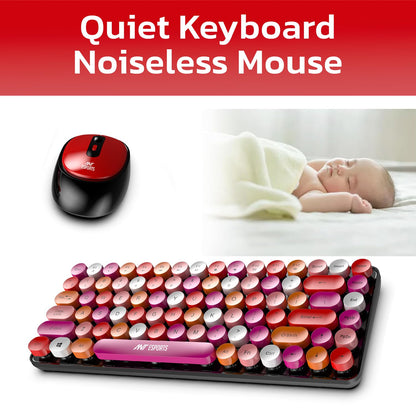 ANT ESPORTS WKM33 WIRELESS RETRO KEYBOARD AND MOUSE COMBO (CHERRY RED) R-41211141, ETA-SD-20221009067, ETA-SD-20221009069