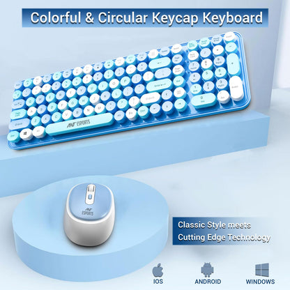 ANT ESPORTS WKM44 WIRELESS RETRO KEYBOARD AND MOUSE COMBO (BLUE GRAY)