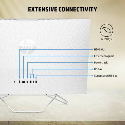 HP ALL-IN-ONE RYZEN 3 DUAL CORE (8 GB DDR4/1 TB/256 GB SSD/WINDOWS 11 HOME/AMD RADEON GRAPHICS/23.8 INCH SCREEN/24-CB0789IN) WITH MS OFFICE (SNOW WHITE, 419 MM X 540.6 MM X 183.7 MM, 5.37 KG)