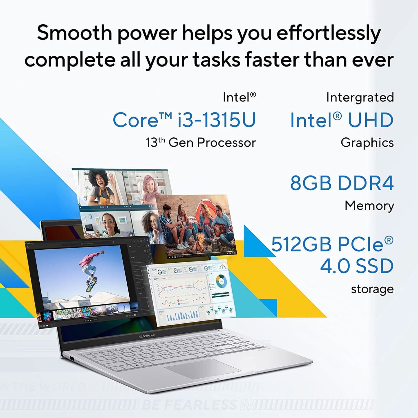 ASUS X1504VA-NJ322WS [CI3-1315U 13TH GEN/8GB DDR4/512GB SSD/WIN 11 HOME +MSO/15.6 INCH/INTEGRATED GRAPHICS /1 YEAR(S)/SILVER]