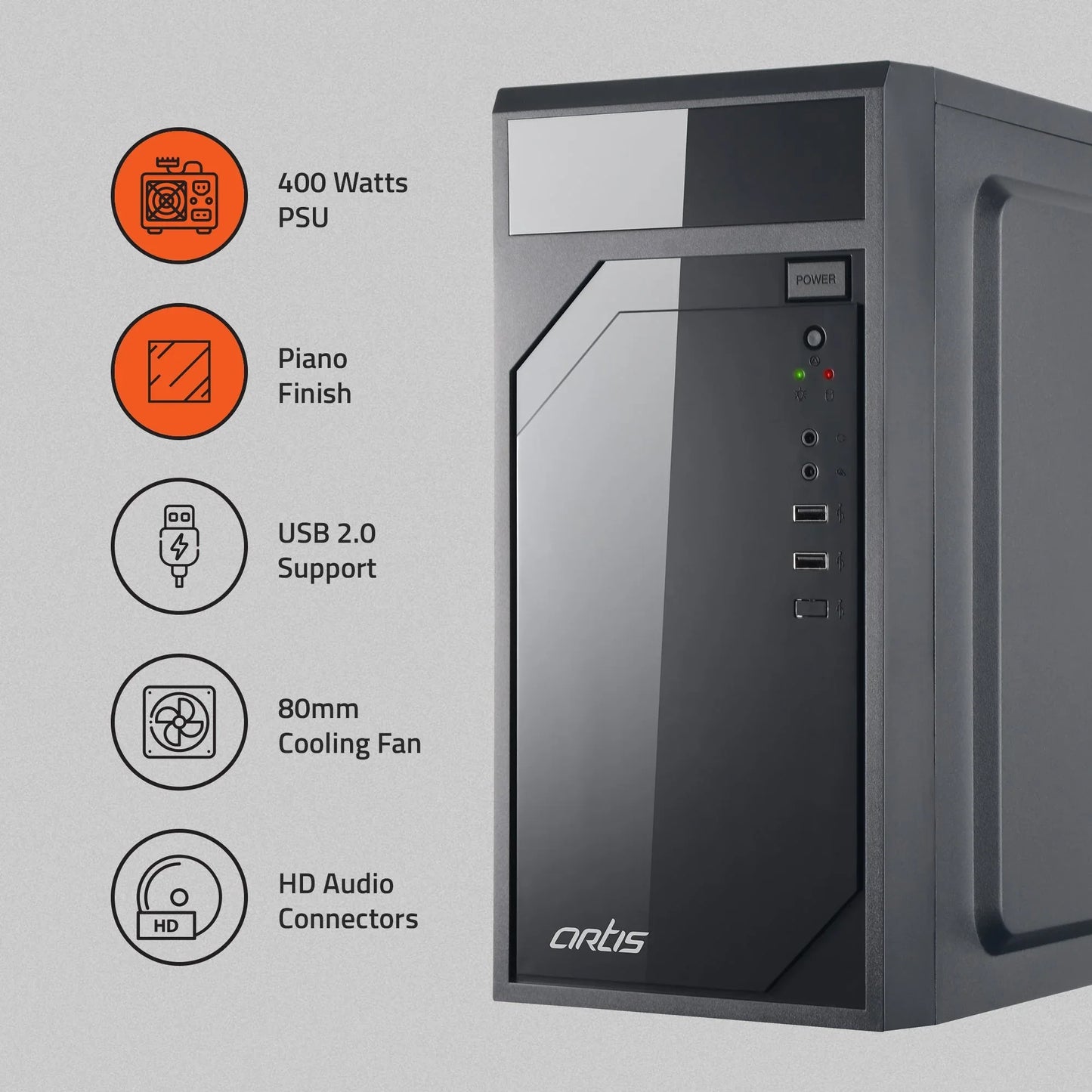 2620 2.0 C Computer Cabinet Support Micro ATX Motherboard, 1 x 80mm Fan with 400W power Supply