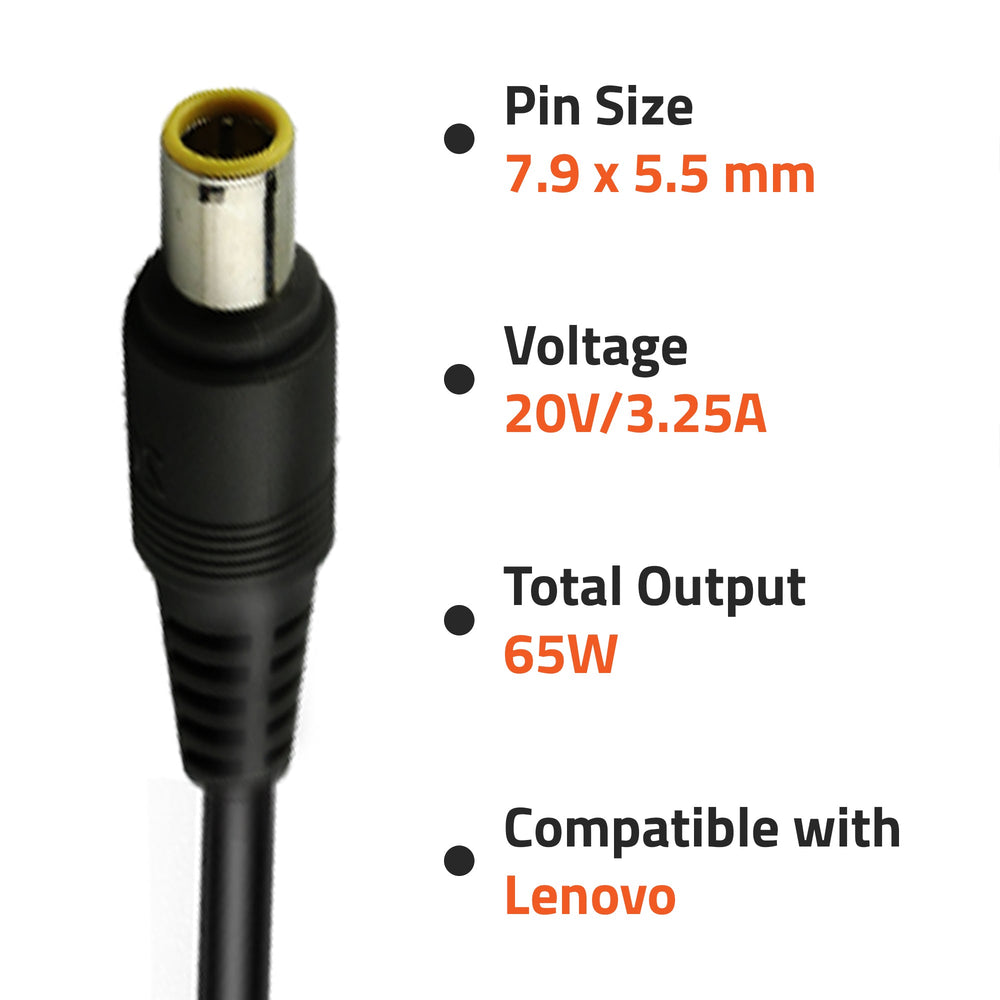 AR0508 65Watt Laptop Adapter Compatible with Lenovo Laptops (20V/3.25A ,Pin : 7.9 x 5.5 mm)