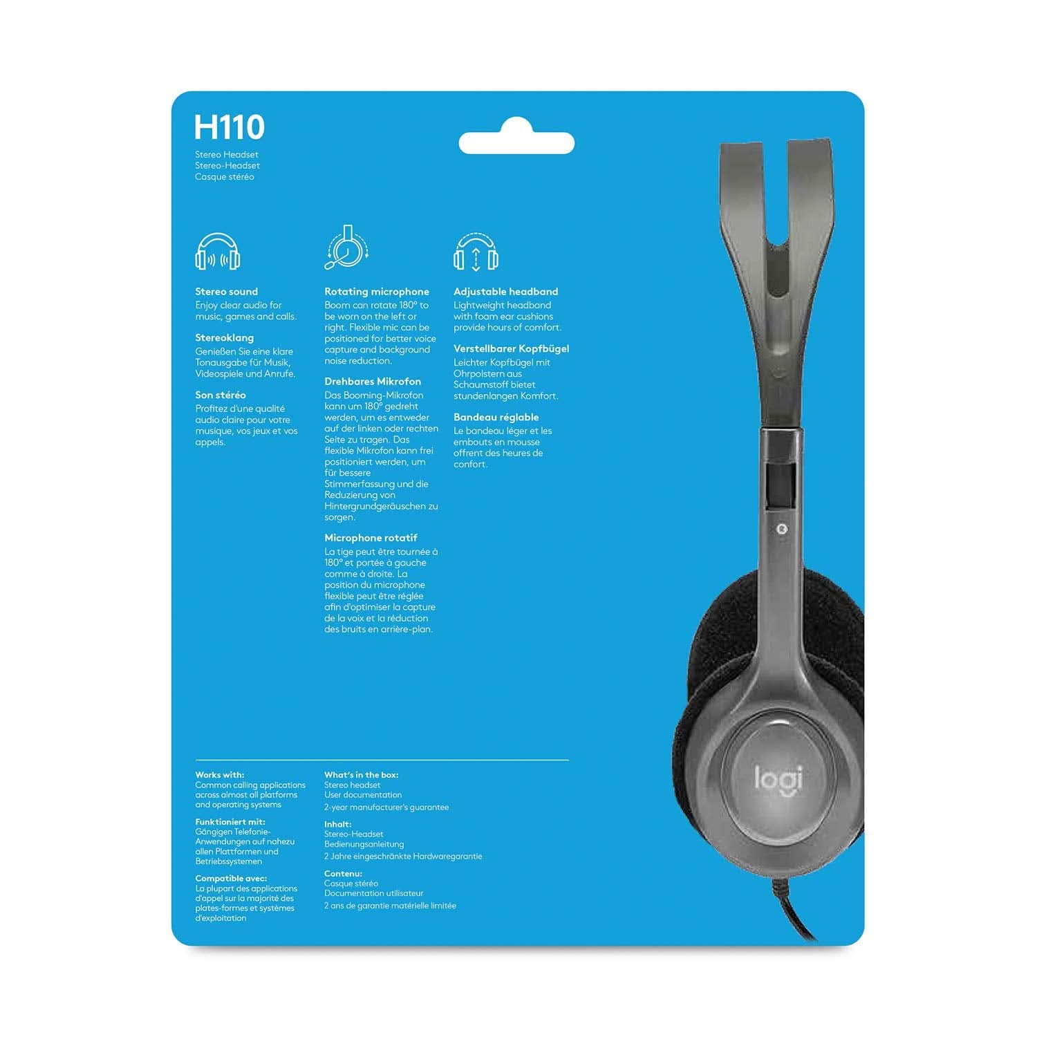 LOGITECH H110 WIRED HEADPHONES WITH MIC