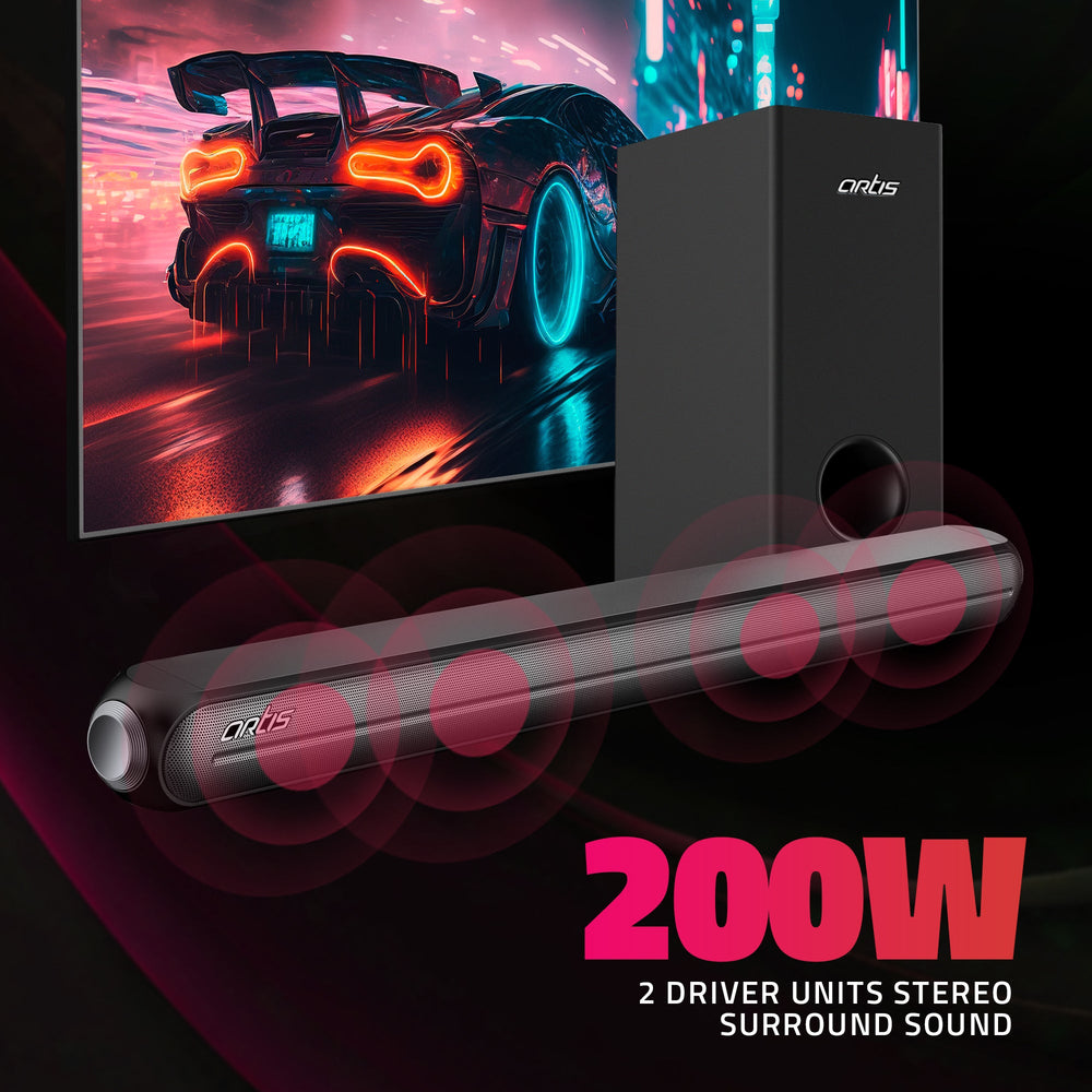 SoundHub 310 2.1 CH 200 Watts Wireless Bluetooth Soundbar with Wired Subwoofer & Multiple Input Modes: Bluetooth/HDMI (ARC) / AUX in/OPTICAL