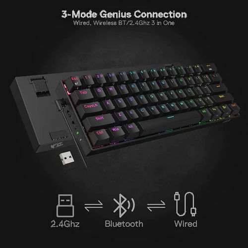 REDRAGON K530 Pro Draconic 60% Mechanical Wireless Gaming Keyboard ( Black ) ( Red Switch )