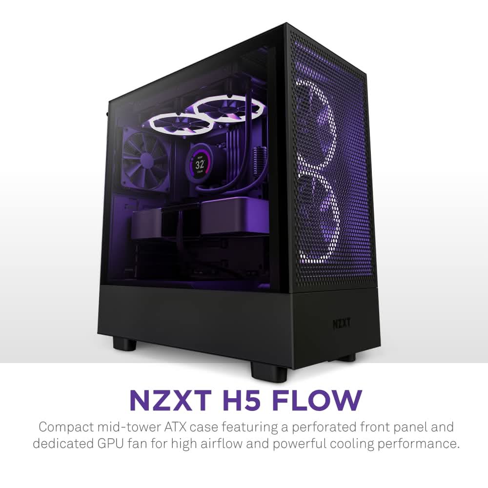 NZXT H5 FLOW MID-TOWER E-ATX COMPACT CABINET BLACK