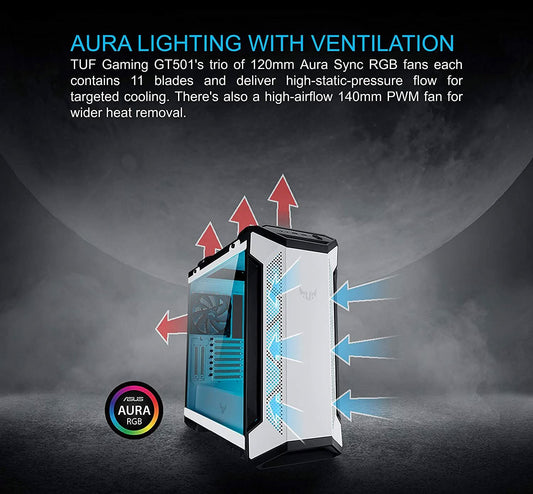 ASUS TUF GAMING GT501 MID-TOWER E-ATX CABINET WHITE
