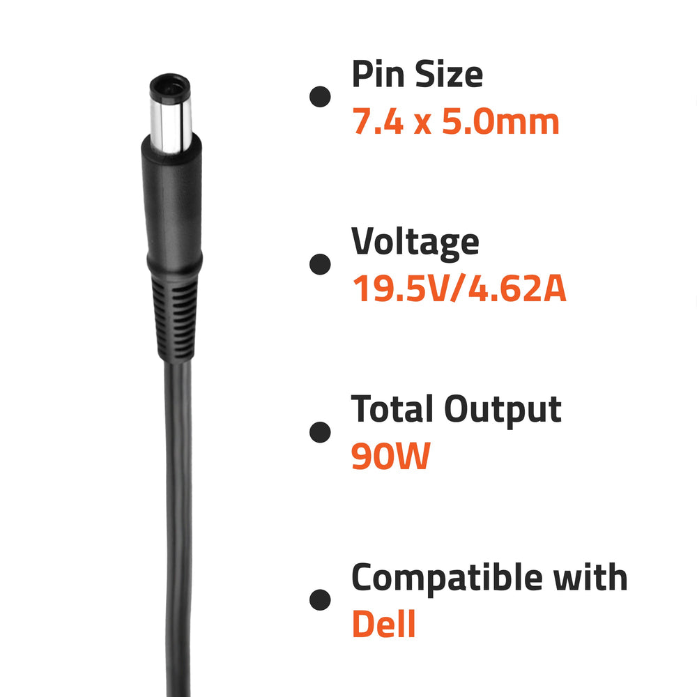 AR0902 90 Watt Laptop Charger/Adapter with Power Cord Compatible with Dell Laptops (19.5V/4.62A, Pin: 7.4 x 5.0 mm)