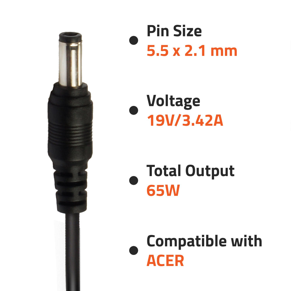 AR0503 65Watt Laptop Adapter Compatible with Acer Laptops (19V/3.42A ,Pin : 5.5 x 2.1 mm)