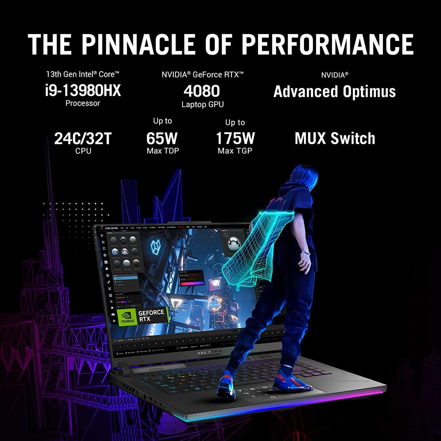 ASUS ROG STRIX SCAR 16 G634JZ-NM057WS [CI9-13980HX 13TH GEN/32GB DDR4/1TB SSD/NO DVD/WIN11 HOME+MSO/16.0 INCH/12GB GRAPHICS RTX 4080/1 YEAR/BLACK]