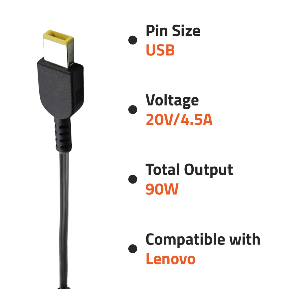 AR0905 90 Watt Laptop Charger/Adapter with Power Cord Compatible with Lenovo Laptops (20 V/4.5A, Pin: USB)