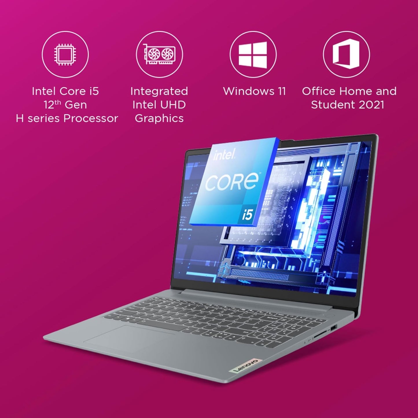LENOVO IDEAPAD SLIM 3 83ER008GIN [CI5-12450H 12TH GEN/16GB/512GB SSD/WIN11 HOME+MSO/15.6 INCH/INTIGRATED GRAPHICS /1 YEAR(S)/GREY]