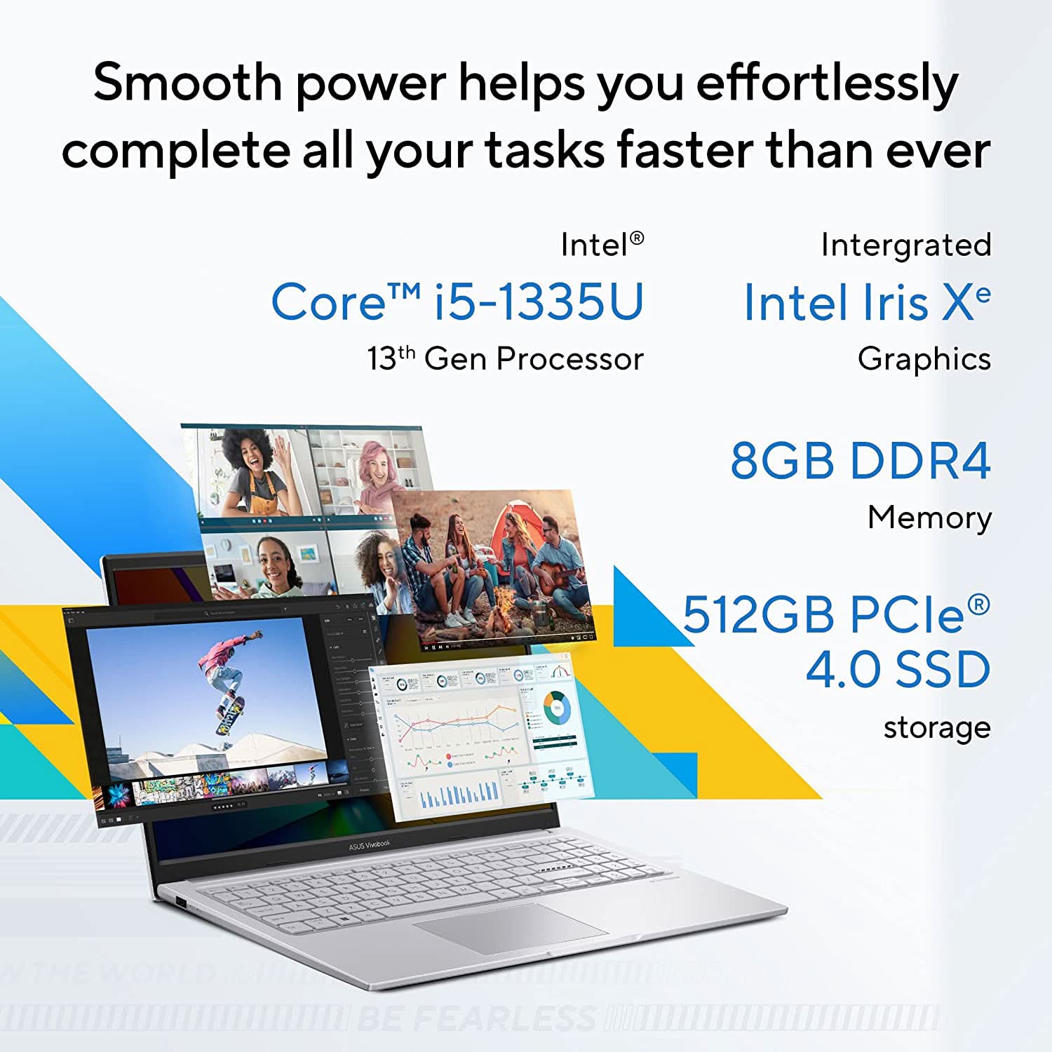 ASUS VIVOBOOK 15 X1504VA-NJ522WS [CI5-1335U 13TH GEN/8GB DDR4/512GB SSD/WIN11 HOME+MSO/15.6 INCH/INTEGRATED GRAPHICS /1 YEAR(S)/SILVER]
