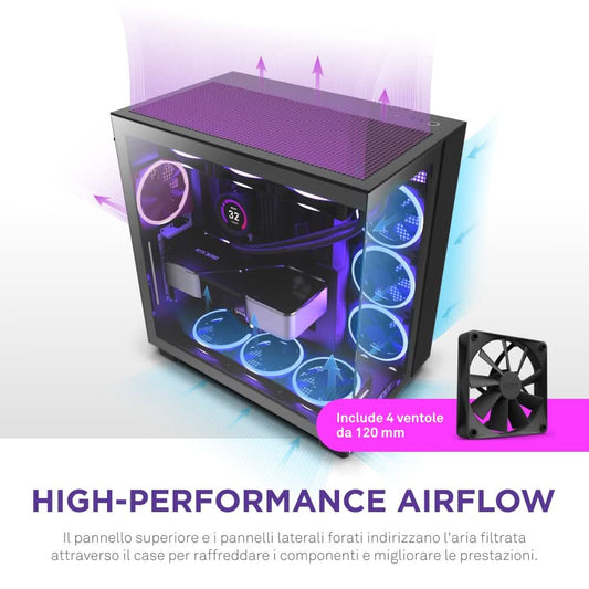 NZXT H9 FLOW RGB MID-TOWER ATX CABINET BLACK CM-H92FB-R1