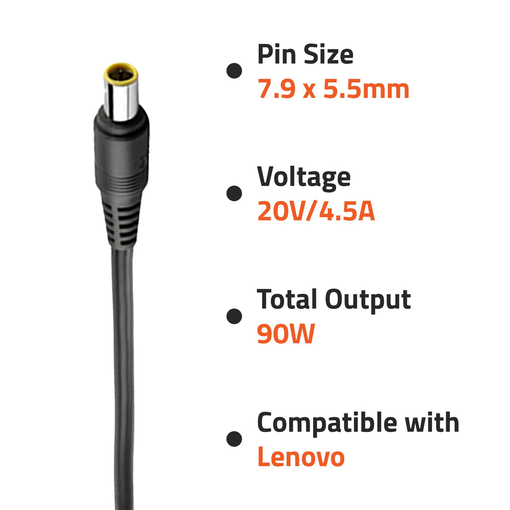 AR0904 90 Watt Laptop Charger/Adapter with Power Cord Compatible with Lenovo Laptops (20 V/4.5A, Pin: 7.9 x 5.5mm)