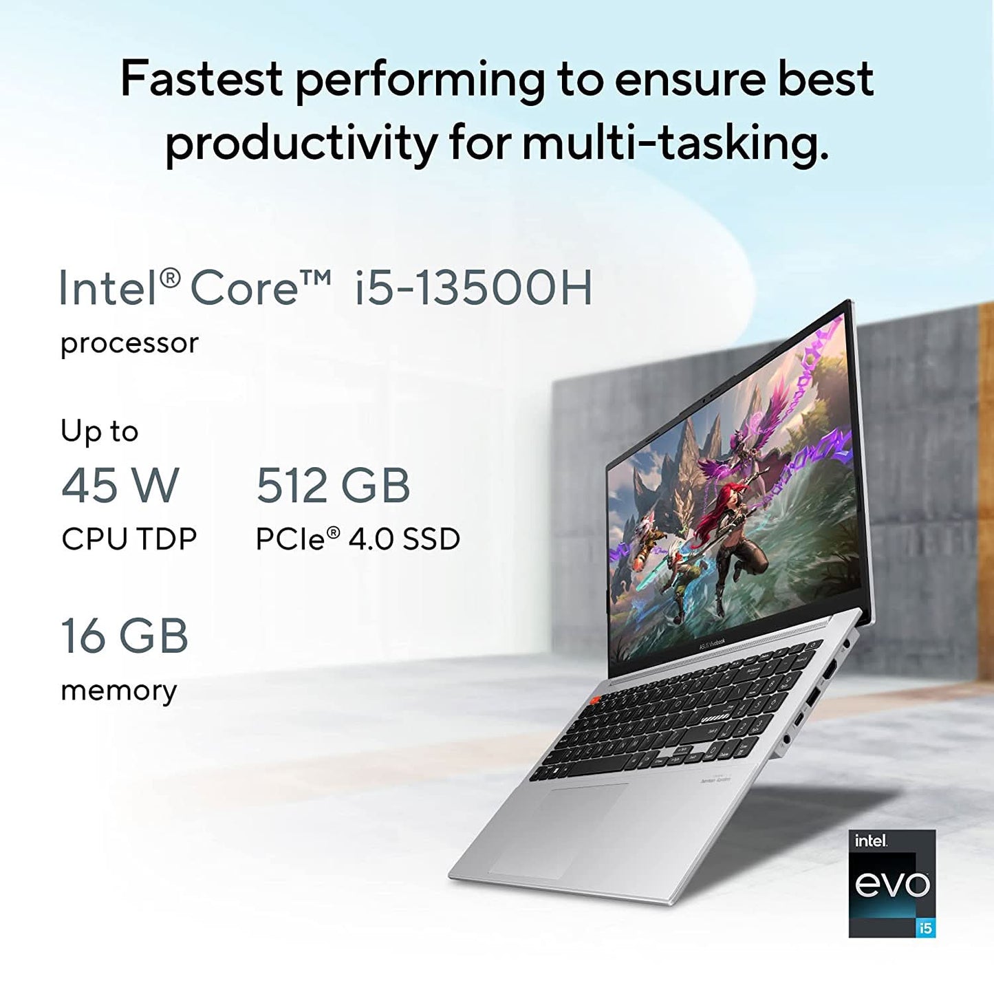 ASUS S5504VA-MA543WS [CI5-13500H 13TH GEN/16GB DDR4/512GB SSD/WIN 11 HOME +MSO/15.6 INCH/INTEGRATED GRAPHICS /1 YEAR(S)/SILVER]