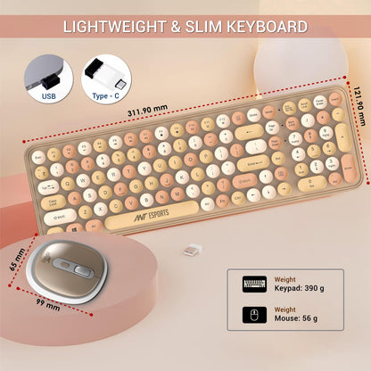 ANT ESPORTS WIRELESS RETRO KEYBOARD AND MOUSE COMBO (BROWN) WKM44