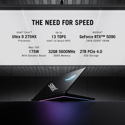 ASUS ROG STRIX SCAR 16, GAMING LAPTOP, INTEL CORE ULTRA 9 275HX, RTX 5090 GPU (32GB/2TB/40.64 CMS (16) 2.5K/WINDOWS 11 HOME/OFFICE HOME 2024 + M365 BASIC (1 YEAR VALIDITY) G635LX-RW158WS