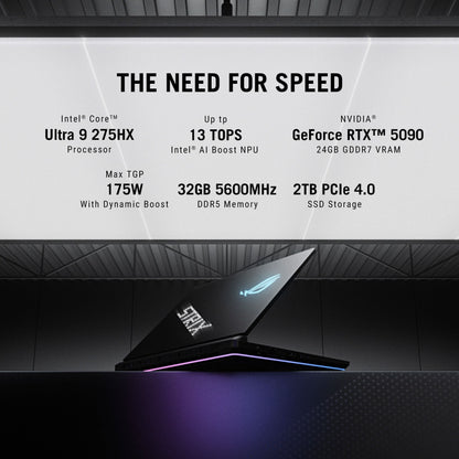 ASUS ROG STRIX SCAR 16, GAMING LAPTOP, INTEL CORE ULTRA 9 275HX, RTX 5090 GPU (32GB/2TB/40.64 CMS (16) 2.5K/WINDOWS 11 HOME/OFFICE HOME 2024 + M365 BASIC (1 YEAR VALIDITY) G635LX-RW158WS