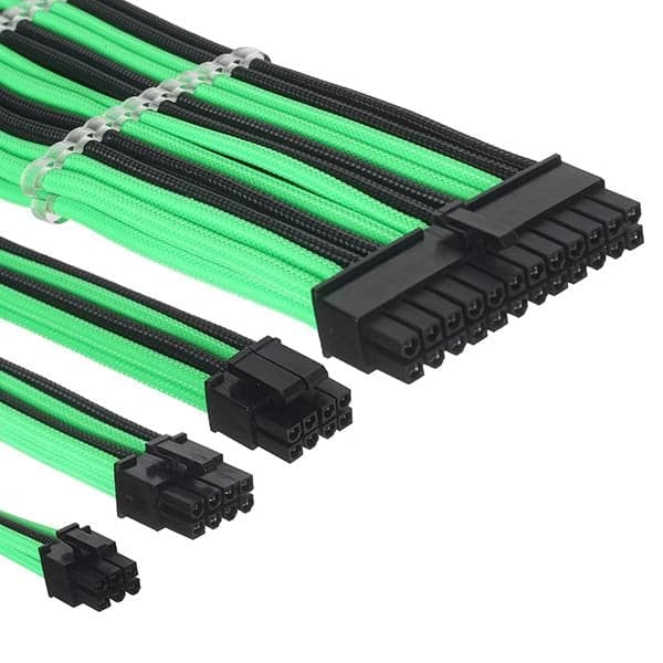 ANT ESPORTS Mod Sleeved Cable set 3 combs 30cm 16AWG Black and Green