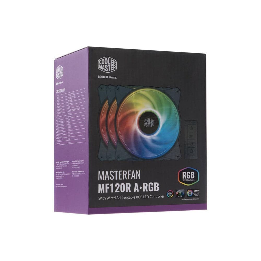 COOLER MASTER MasterFan MF120R ARGB Cabinet Fan (Black) (Triple Pack)