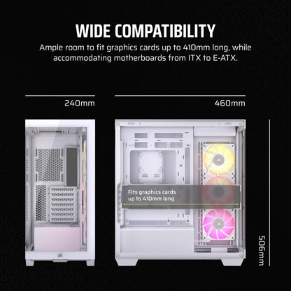 CORSAIR ICUE LINK 3500X RGB TEMPERED GLASS MID-TOWER, WHITE