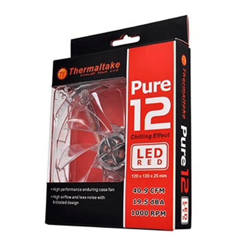THERMALTAKE Pure 12 Series 120mm RGB Red LED Cabinet Fan (Black) (Single Pack)
