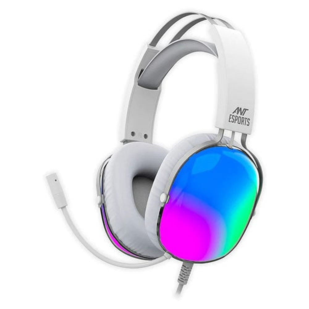ANT ESPORTS H1150 RGB 3.5mm Crystal Wired Gaming Headphone ( White ) ( PC / Playstation / XBox )