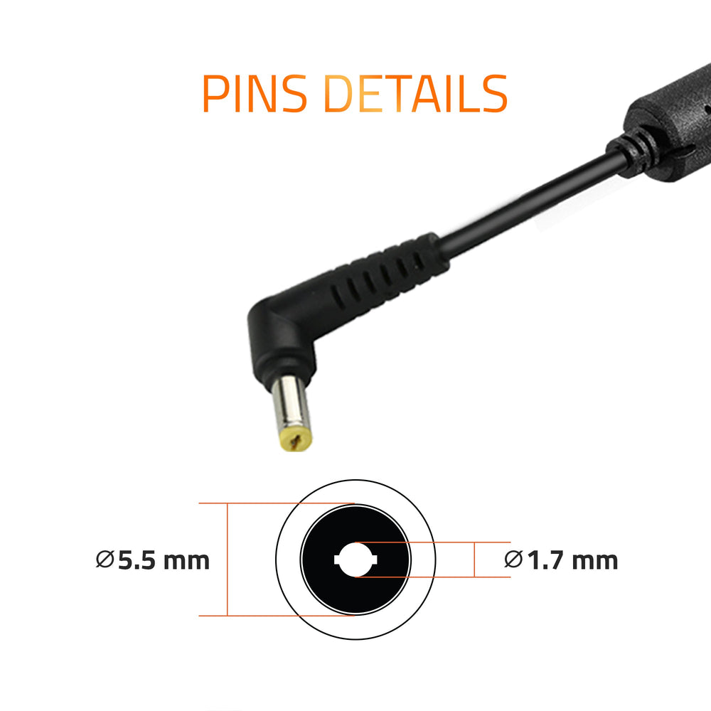 AR0507 65Watt Laptop Adapter Compatible with Acer Laptops (19V/3.42A ,Pin : 5.5 x 1.7 mm)