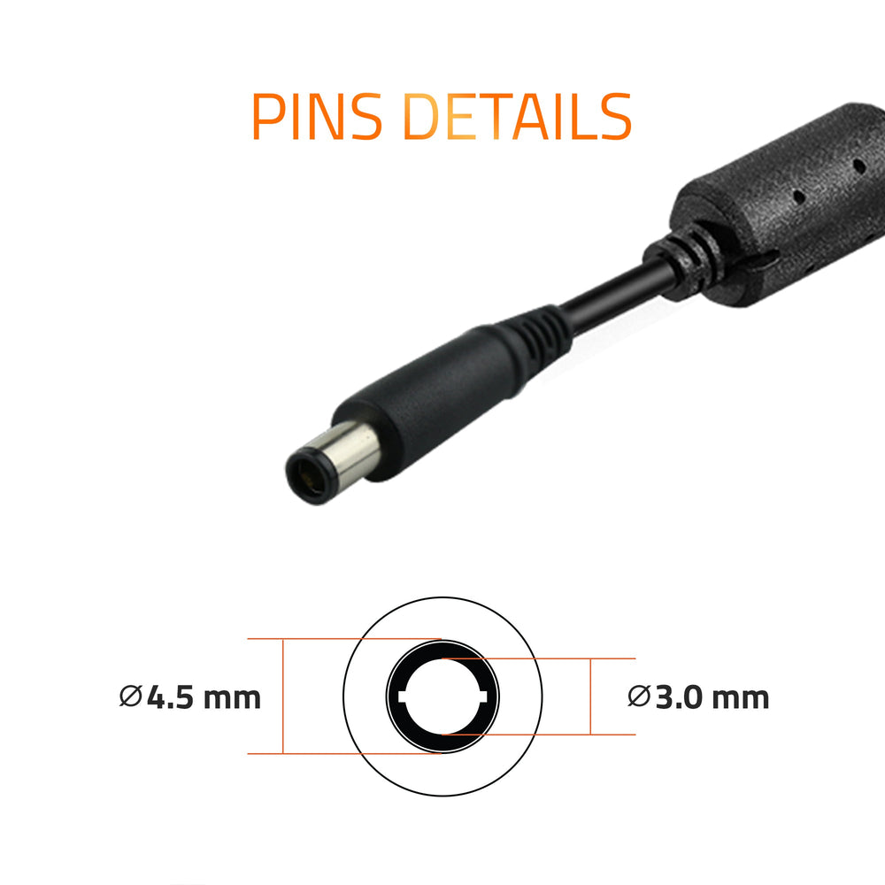 A0402 45Watt Laptop Adapter Compatible with Dell Laptops (19.5V/2.31A ,Pin : 4.5 x 3.0mm)