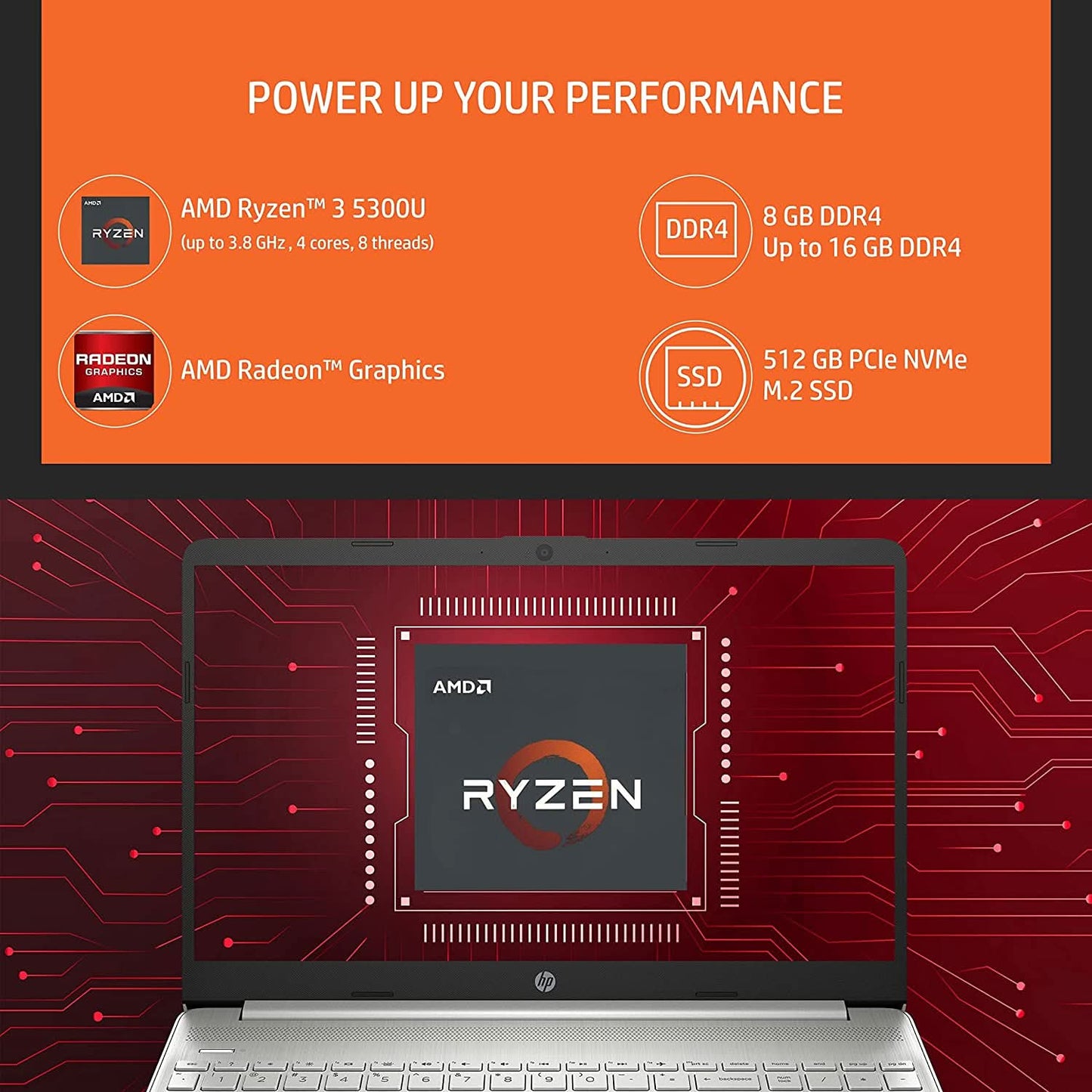 HP 15S-EQ2213AU [R3-5300U RYZEN/8GB DDR4/512GB SSD/WIN11 HOME+MSO/15.6 INCH/INTEGRATED GRAPHICS /1 YEAR(S)/SILVER]