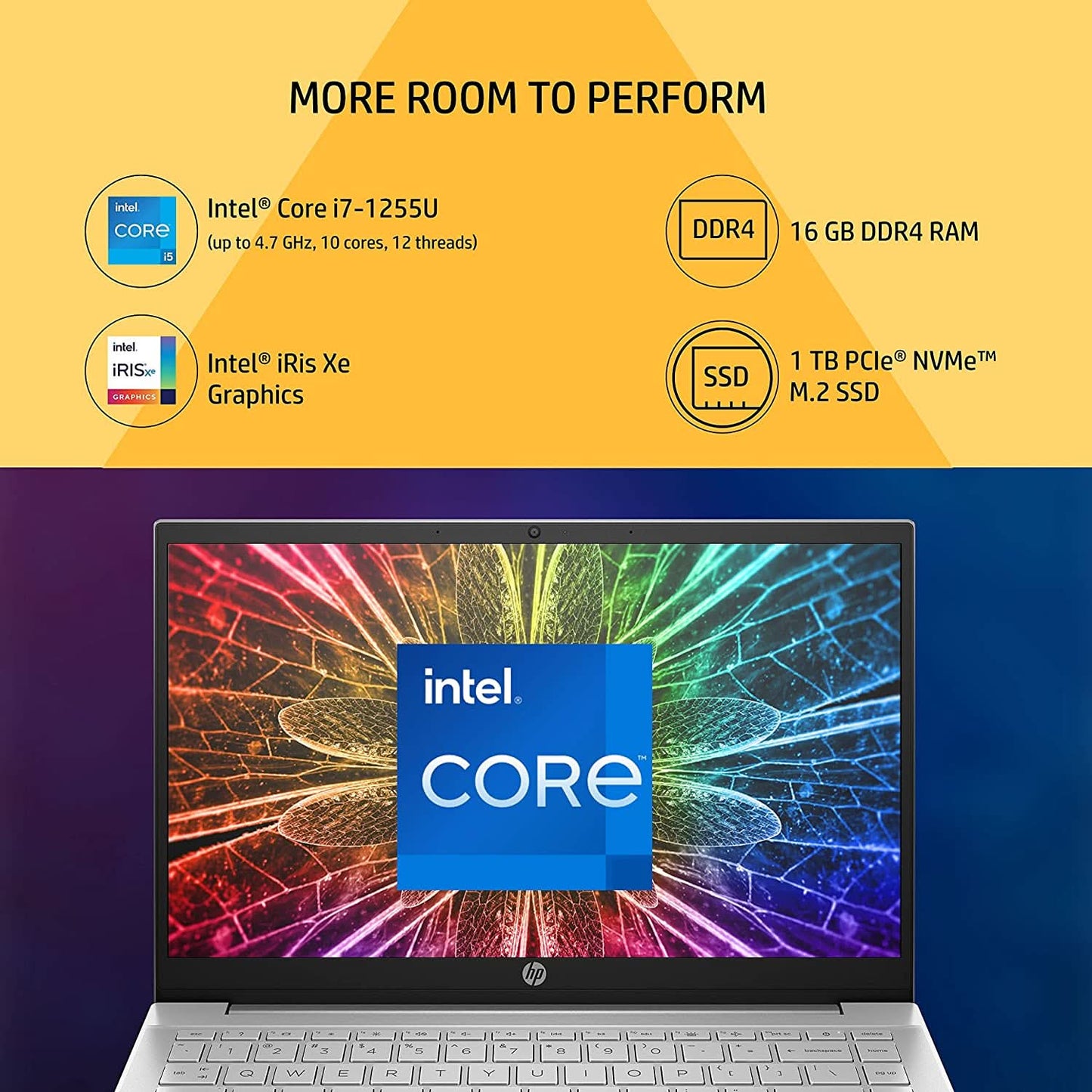 HP PAV 14-DV2015TU [CI7-1255U 12TH GEN/16GB DDR4/1TB SSD/NO DVD/WIN11 HOME+MSO/14.0 INCH/INTEGRATED GRAPHICS/1 YEAR/SILVER]