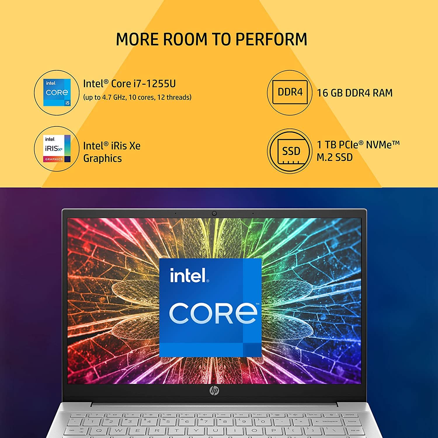 HP PAV 14-DV2015TU [CI7-1255U 12TH GEN/16GB DDR4/1TB SSD/NO DVD/WIN11 HOME+MSO/14.0 INCH/INTEGRATED GRAPHICS/1 YEAR/SILVER]