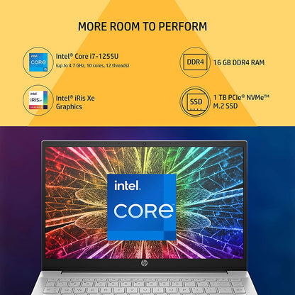 HP PAV 14-DV2015TU [CI7-1255U 12TH GEN/16GB DDR4/1TB SSD/NO DVD/WIN11 HOME+MSO/14.0 INCH/INTEGRATED GRAPHICS/1 YEAR/SILVER]