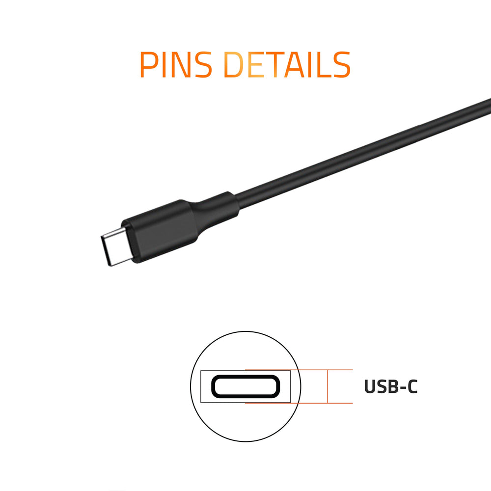 AR0907 90 Watt Laptop Charger/Adapter with Power Cord Compatible with USB-C Laptops (5V/3A, 9V/3A, 12V/3A, 15V/3A, 20V/4.5A, Pin: USB-C)