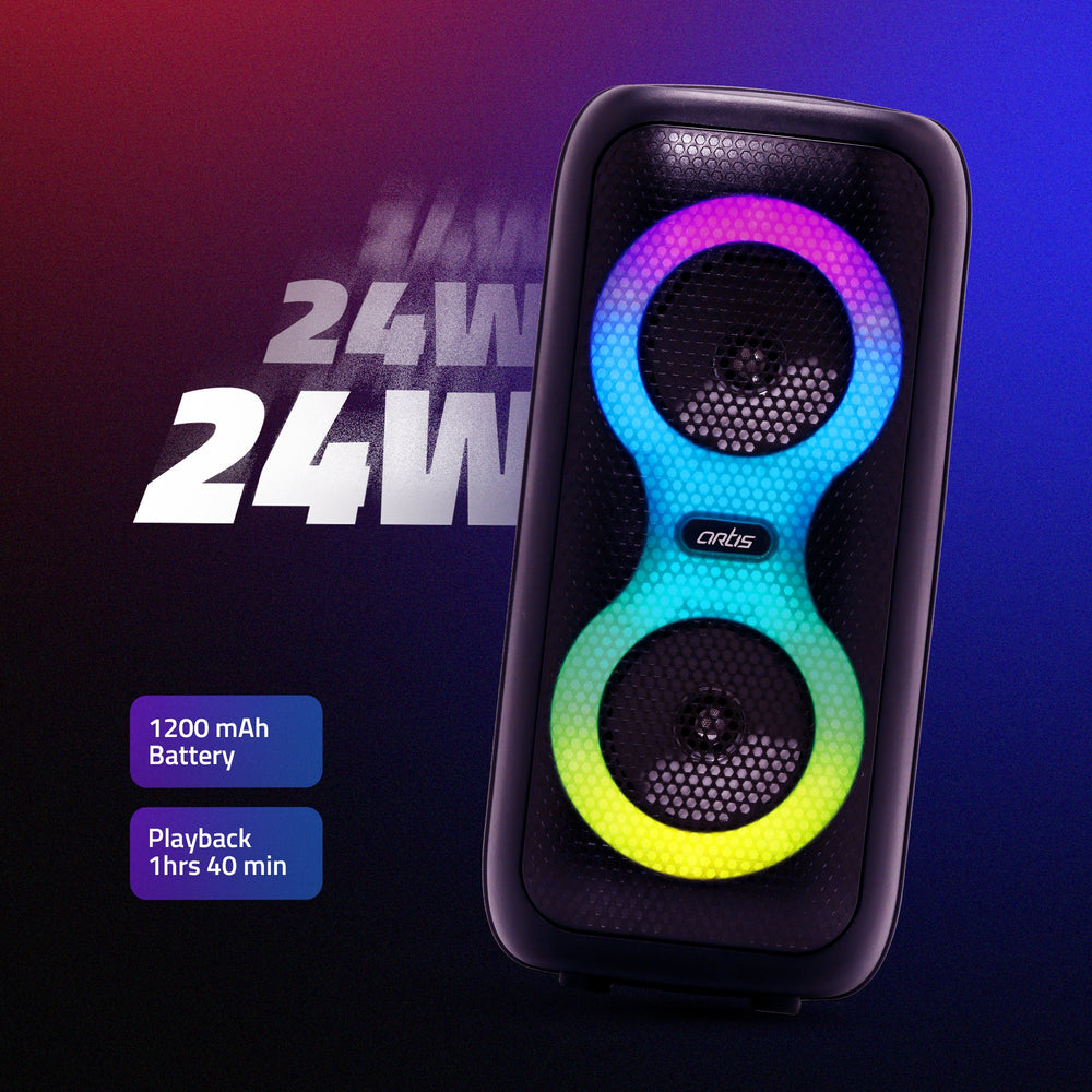 SoundPro 210 Wireless Bluetooth Party Speaker with TWS, Mic, RGB & Multi-Input (24W)