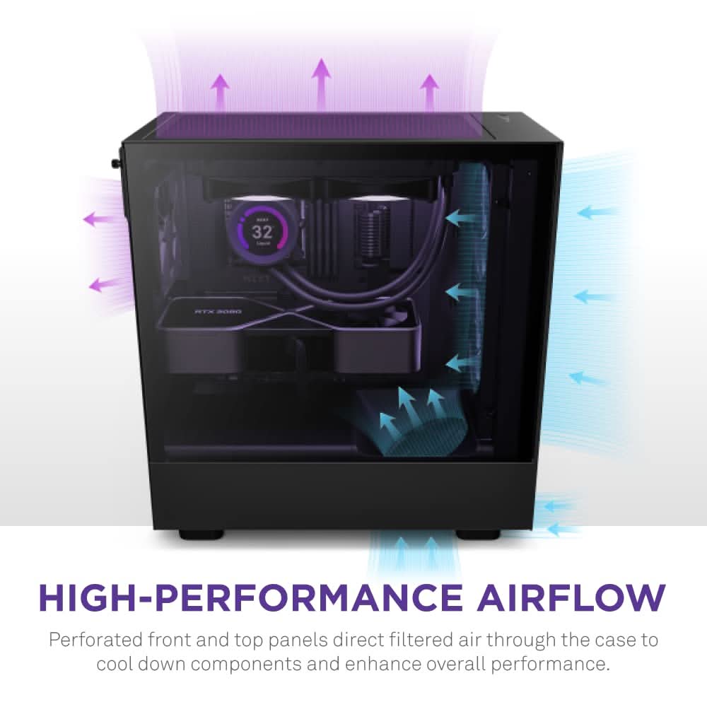 NZXT H5 FLOW MID-TOWER E-ATX COMPACT CABINET BLACK