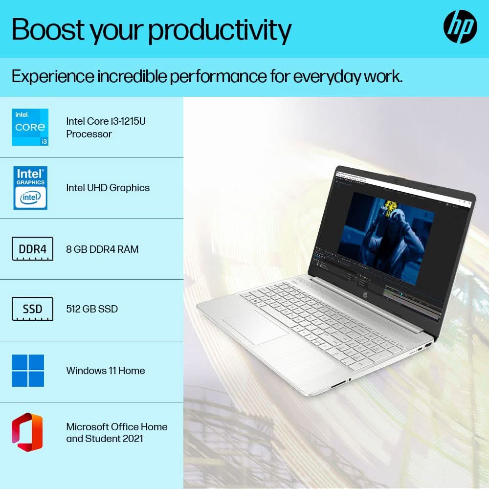HP 15S-FQ5185TU [CI3-1215U 12TH GEN/8GB/512GB SSD/WIN11 HOME+MSO/15.6 INCH/INTEGRATED GRAPHICS /1 YEAR(S)/SILVER]