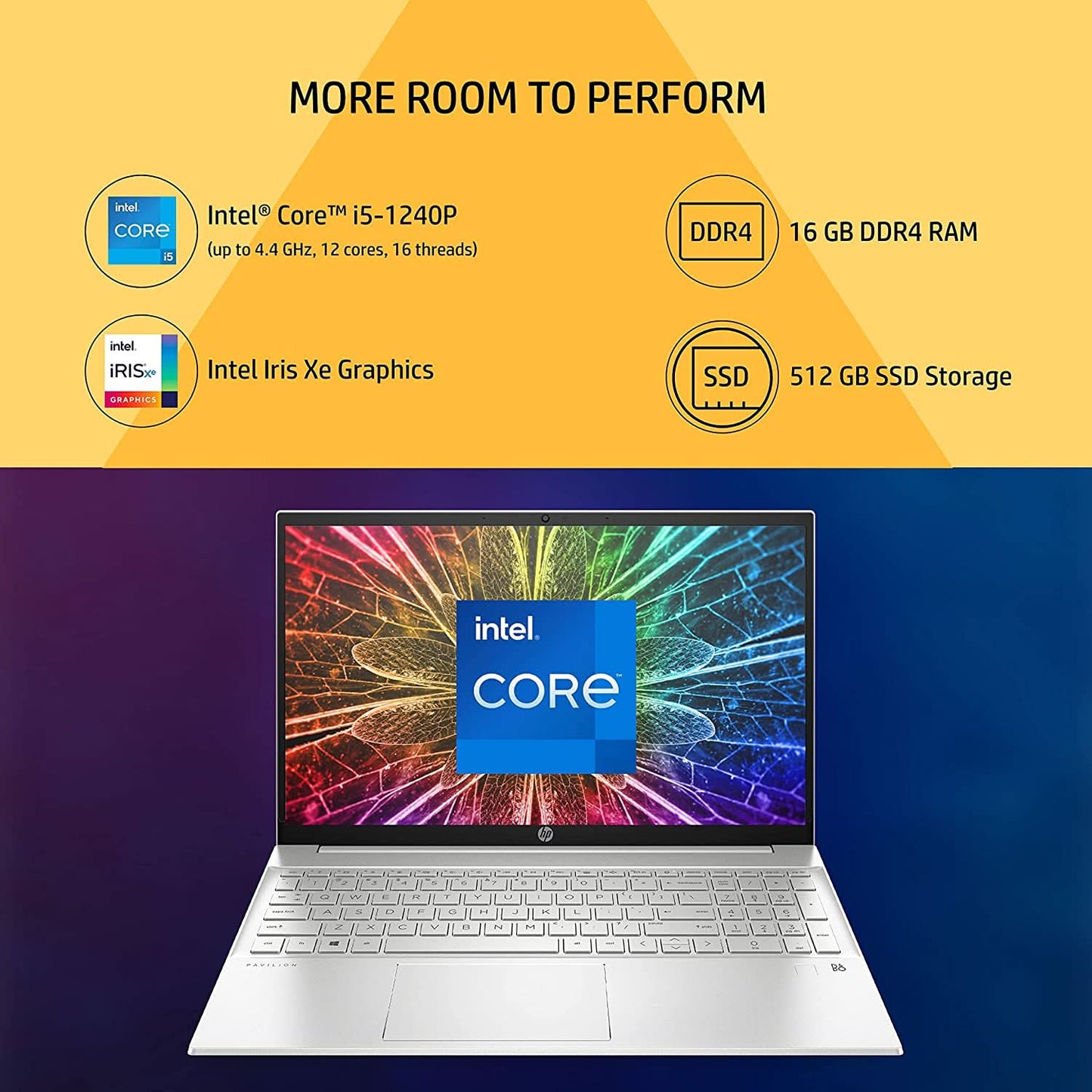 HP PAV 15-EG2091TU [CI5-1240P 12TH GEN/16G DDR4/512GB SSD/NO DVD/WIN11 HOME+MSO/15.6 INCH/INTEGRATED GRAPHICS/1 YEAR/SILVER]
