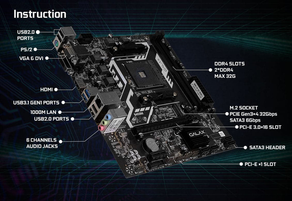 GALAX B450M DDR4 AMD Motherboard