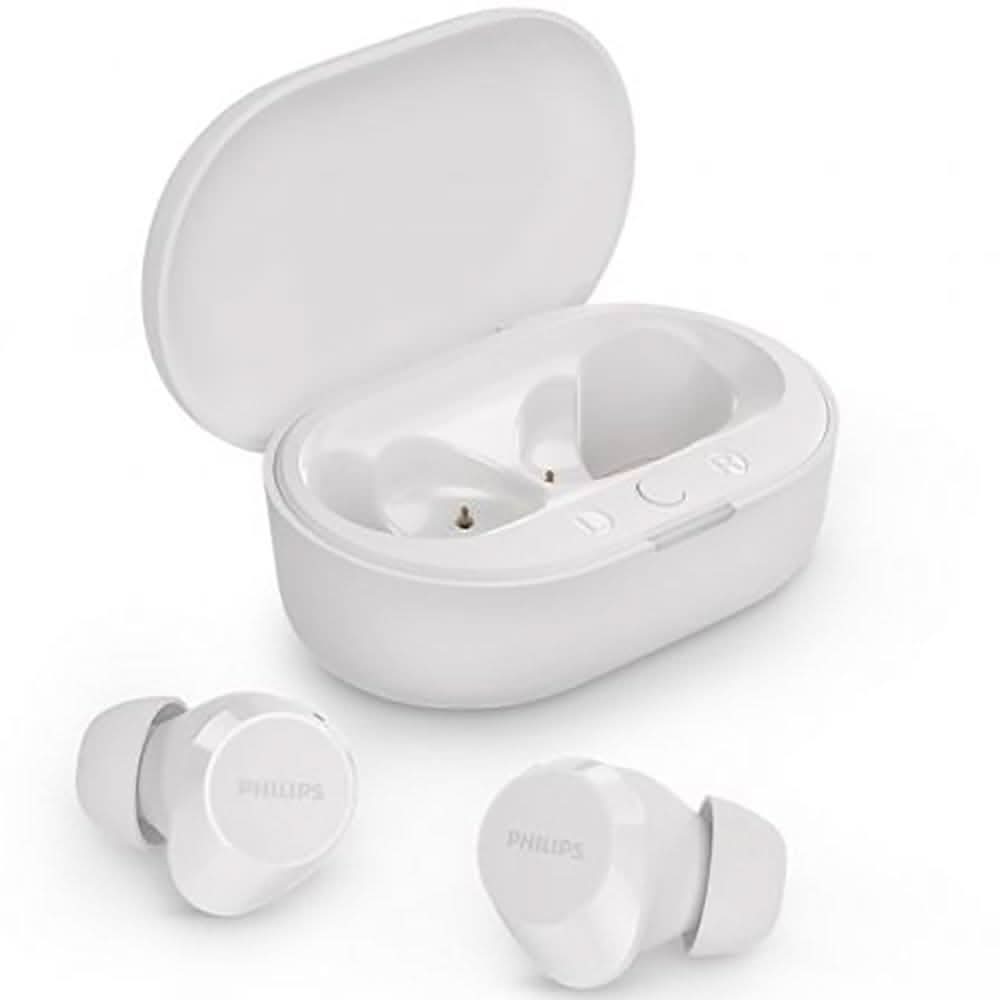 PHILIPS TAT1209WT/00 TRUE WIRELESS EARBUDS, IN-EAR ACTIVE NOISE CANCELLING BLUETOOTH V5.3 EARPHONES WITH MIC, 18H PLAY TIME, SHANK SHAPE, IPX4, TOUCH CONTROLS & CHARGING CASE FOR IPHONE/IPAD (WHITE)