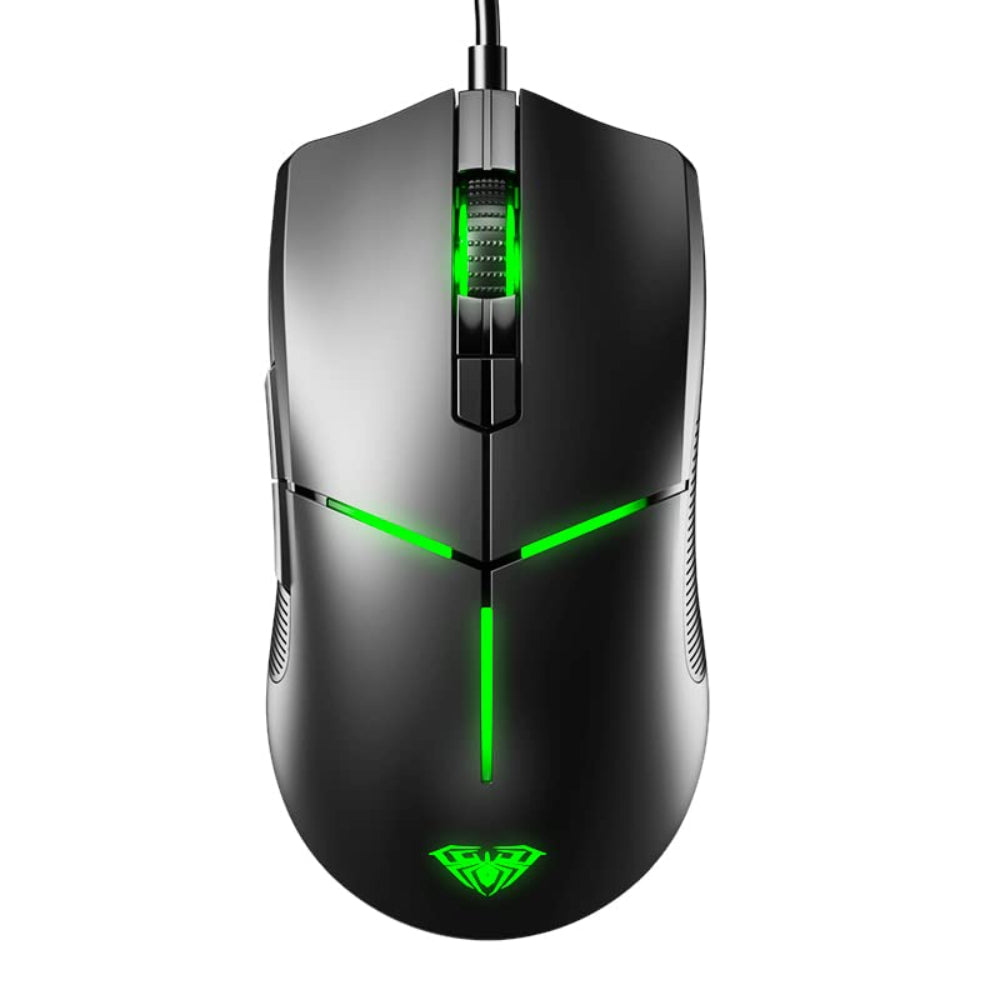 AULA F820 Wired Ergonomic Gaming Mouse ( Black ) ( F820B ) ( 6400DPI/8 Macro Buttons )